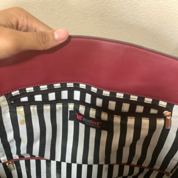 JustFab Red purse with black and white straps - Picture 4 of 5